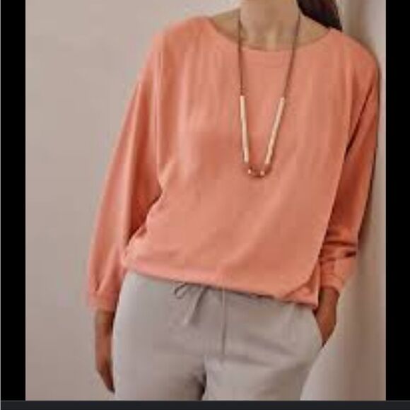Pure Jill Sand-Washed Piqué Relaxed-Sleeve Top Size MP - Picture 9 of 9